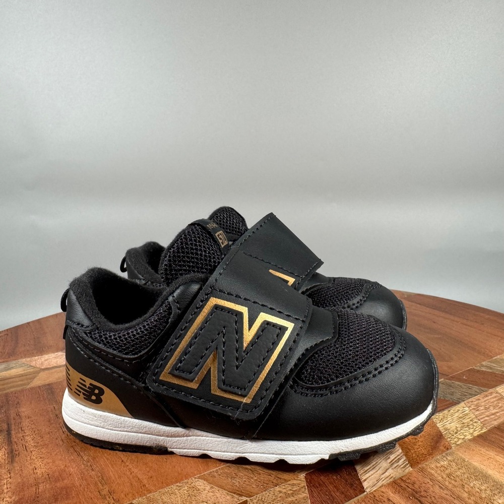 New Balance 574 Black Gold Glitter Infant Sneakers NW574GL Size 5.5 US Toddler